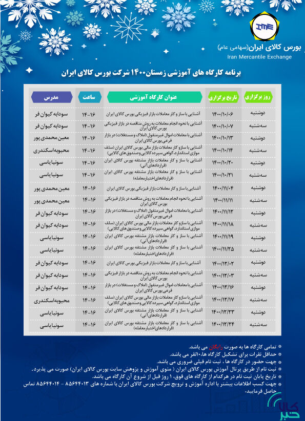   بورس کالا با ۱۸ کارگاه آموزشی به استقبال زمستان می رود